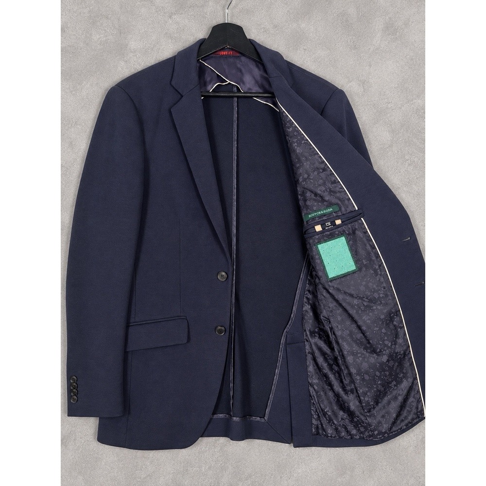 Scotch & Soda Blazer Mens Large Navy Blue Two Button Notch Lapel Tailored